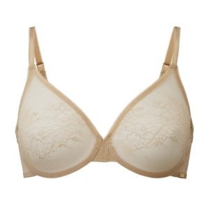 Sexy Sheer Lace Molded Bra Gossard Glossies Lace Nude
